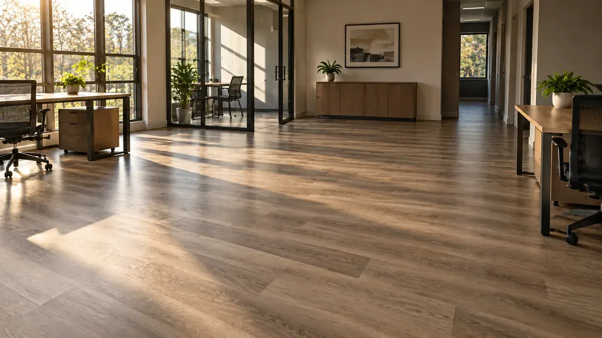 An empty room in St. Petersburg with new dark hardwood flooring laid straight to the walls